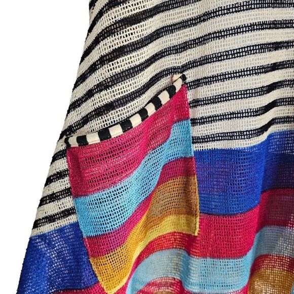 Mirror Image Swim Cover Up Womens Size Small Rainbow Mesh Hooded Pockets - Picture 2 of 10